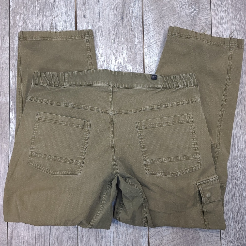 MEC Cargo Pants Mens 32 Green Ripstop Organic Cotton Elastic Hiking Utility - Picture 4 of 8